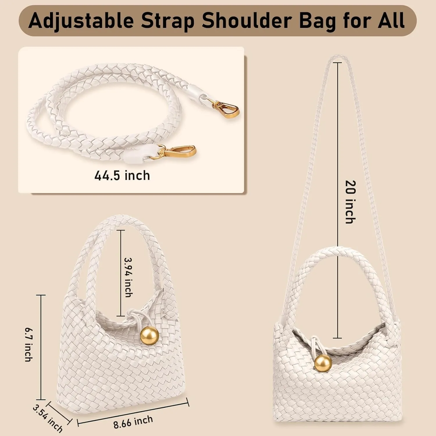 Small Woven Handbag Vegan Leather Top Luxurious Soft Shoulder Crossbody Bag Purse for Women