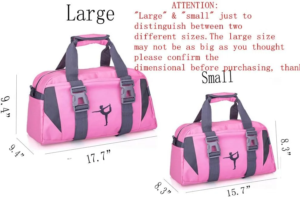 Small/Large Dance Duffle Bag For Girls Sport Gym Bags For Women Yoga Bag (Rose, Small)