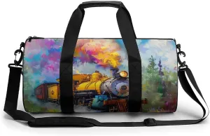 Smoke Steam Train Painting Travel Duffel Bag Gym Bags Sports Tote Shoulder Weekender Handbag for Men Women