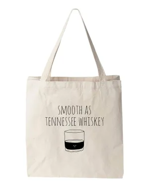 Smooth As Tennessee Whiskey, Natural Canvas Bag, Screenprinted Tote, Cotton Flour Sack, Funny Tote Bag