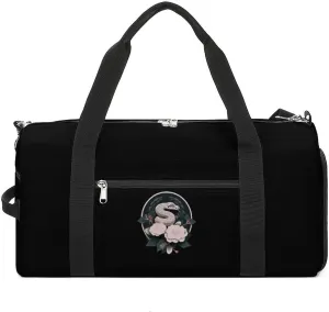 Snake Reptile Flowers Gym Bag Travel Duffel Bag Sports Tote Bag Workout Bag Weekender Bag for Women Men