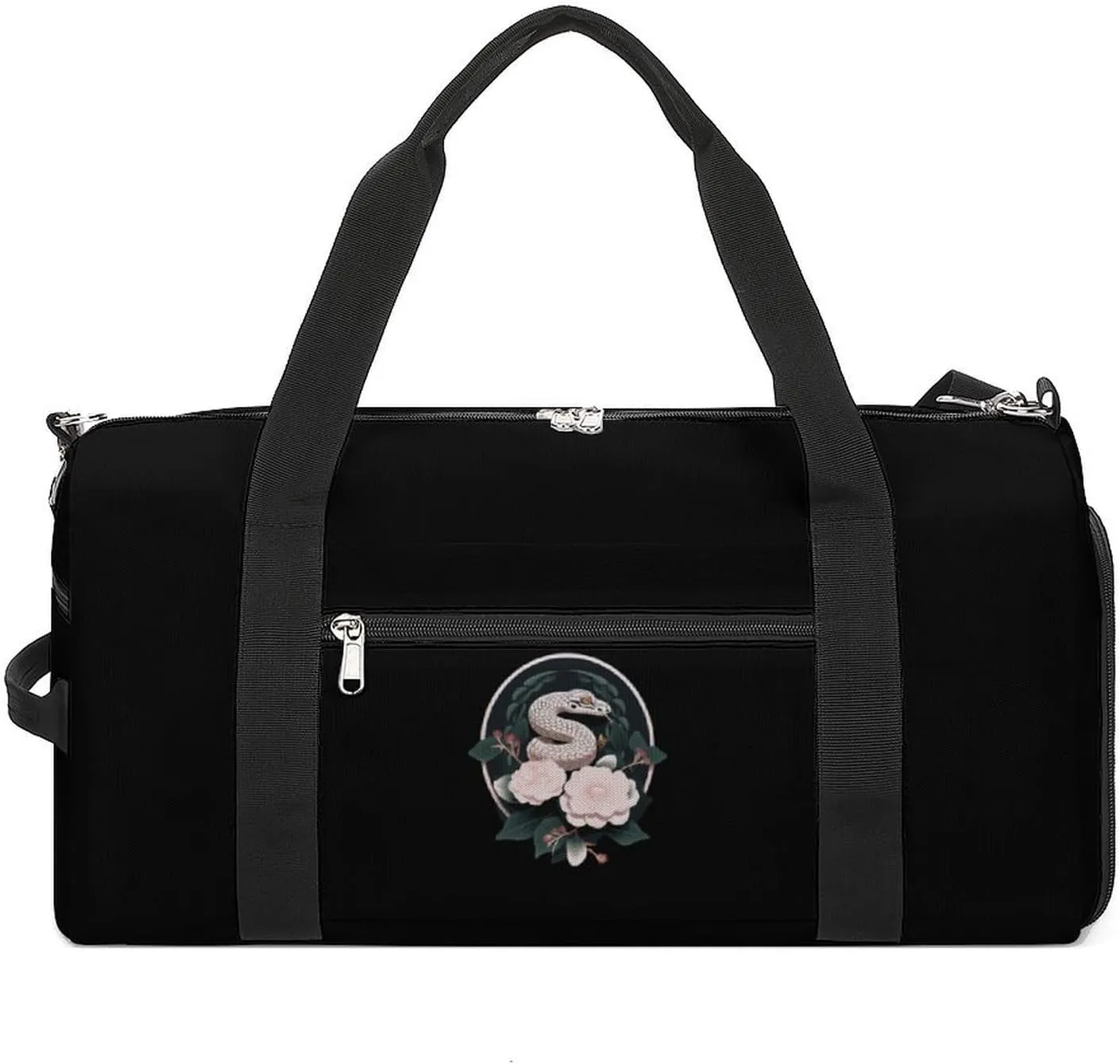 Snake Reptile Flowers Gym Bag Travel Duffel Bag Sports Tote Bag Workout Bag Weekender Bag for Women Men