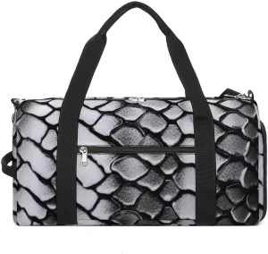 Snake Skin Black And White Sports Gym Bag Carry on Holdalls for Men Small Duffel Bags for Women with Shoe Compartment