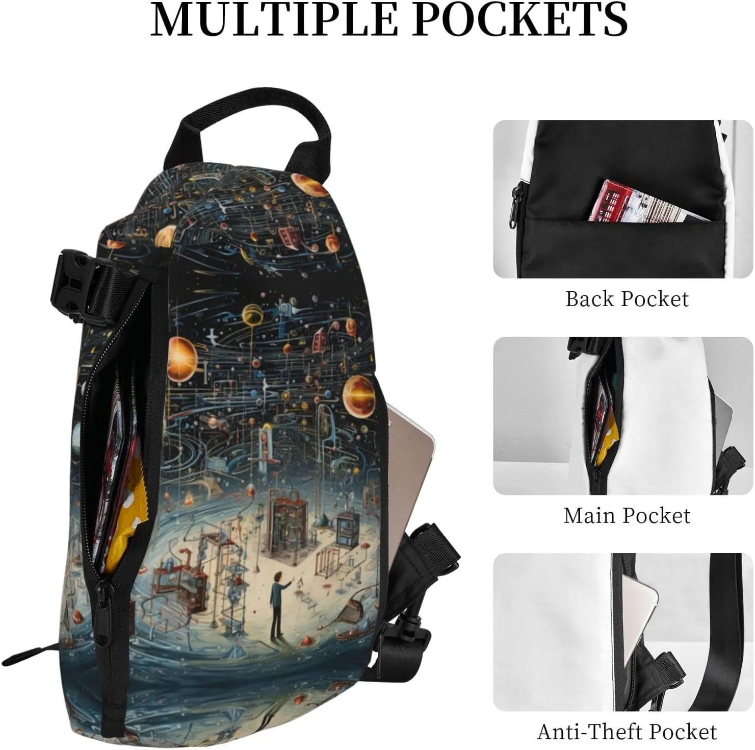 Snowman Christmas Tree Print Lightweight Adjustable Crossbody Backpack Daypack For Men,Women Sling Bag