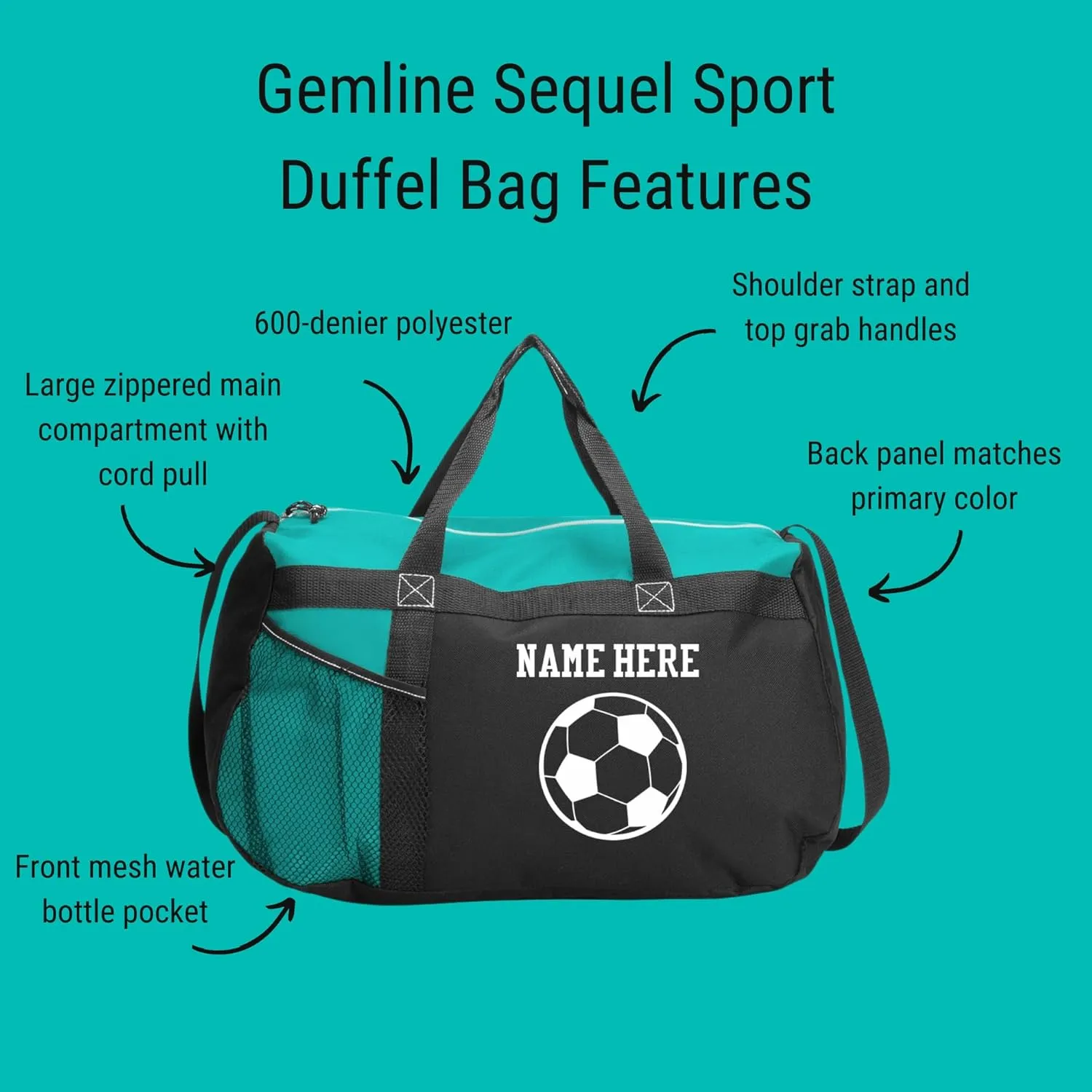 Soccer Sports Duffel Custom Name Soccer Bag: Gym Duffel Bag