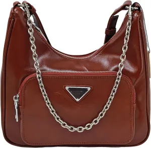 Soft Genuine Leather Shoulder Bag for Women, Stylish Leather Crescent Bag