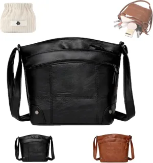 Soft Leather Messenger Multi Pocket Large Capacity Shoulder Bag, Vintage Messenger Bag, Fashion Shoulder Bag for Women