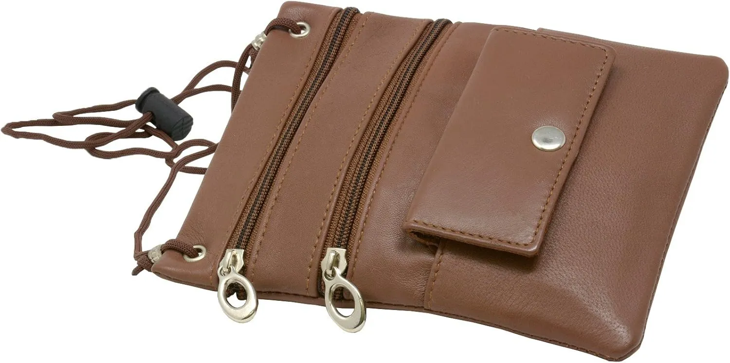 Soft Leather Purse Organizer Shoulder Bag 4 Pocket Micro Handbag Travel Wallet
