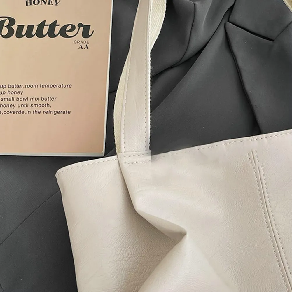 Soft Leather Tote Bag Large Capacity Work Hobo Pu Leather Shoulder Handbag Big Travel Shopping Work Bag