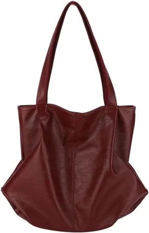 Soft Leather Tote Bag Large Capacity Work Hobo Pu Leather Shoulder Handbag Big Travel Shopping Work Bag