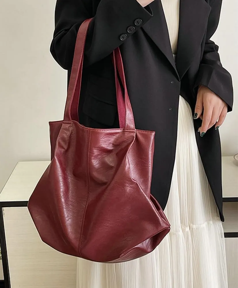 Soft Leather Tote Bag Large Capacity Work Hobo Pu Leather Shoulder Handbag Big Travel Shopping Work Bag