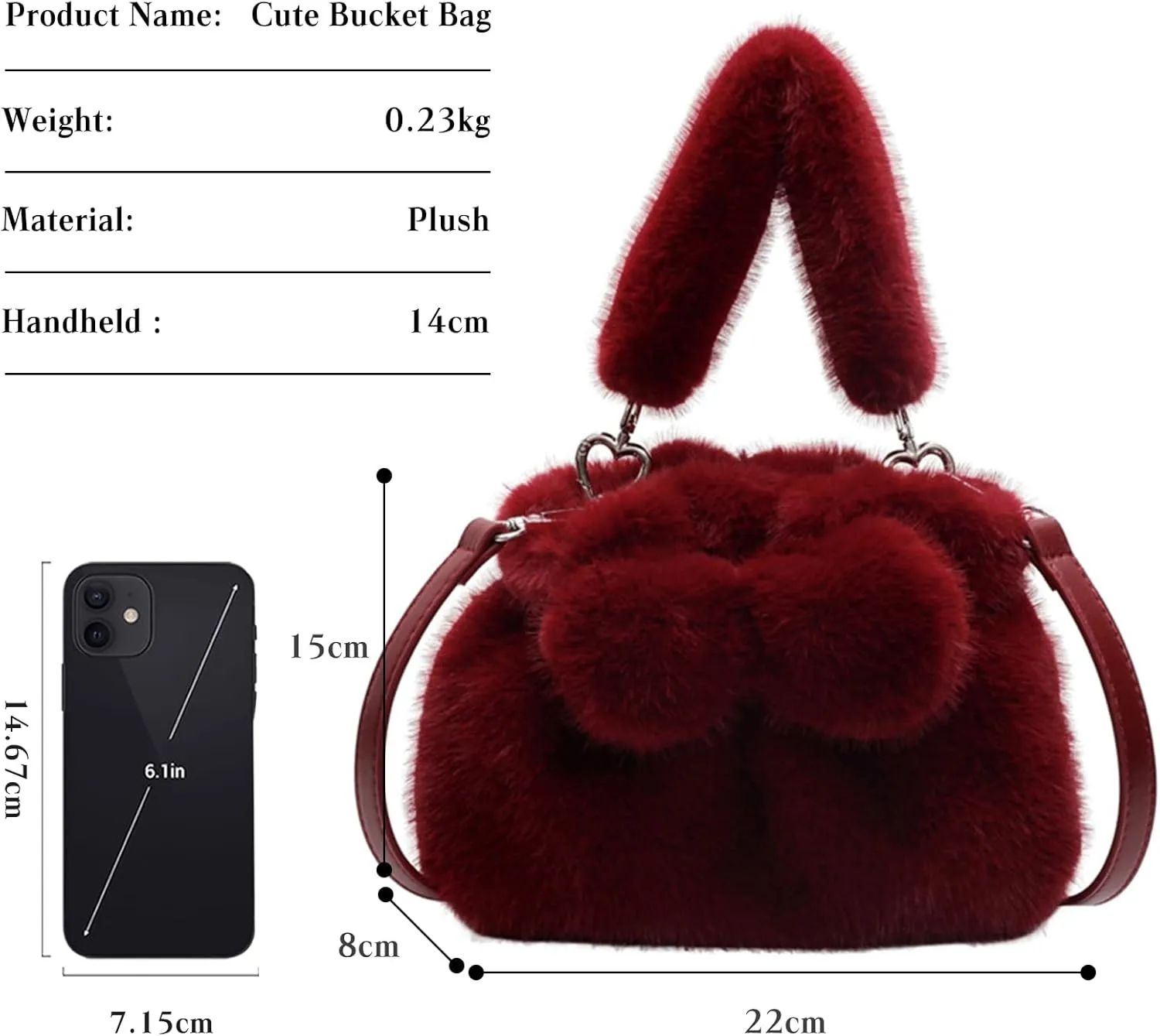 Soft Plush Shoulder Bag for Women Fluffy Handbag Cute Fuzzy Crossbody Bag Furry Top Handle Bag Elegant Satchel Bag
