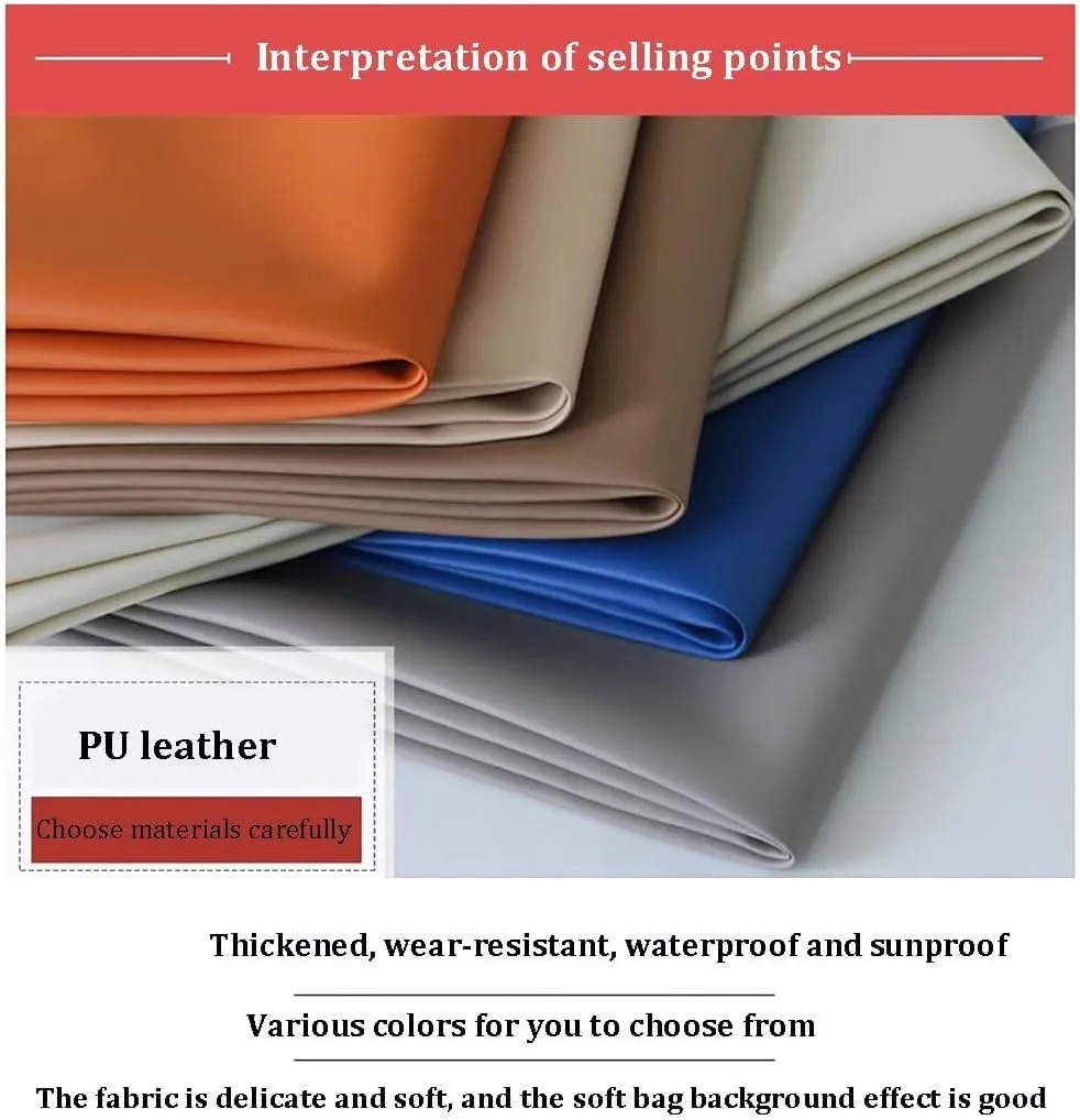 Soft PU Leather Fabric,1.0mm Thick Artificial Material, Suitable for DIY Sewing Crafts Such as Handbags, Interior Decorations(Off-White,1.38X3m)