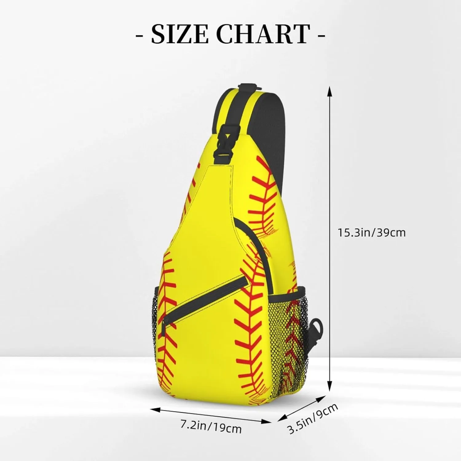 Softball Stitches Sport Sling Bag for Women Men Crossbody Backpack Cycling Hiking Daypack Chest Shoulder Bag with Adjustable Strap