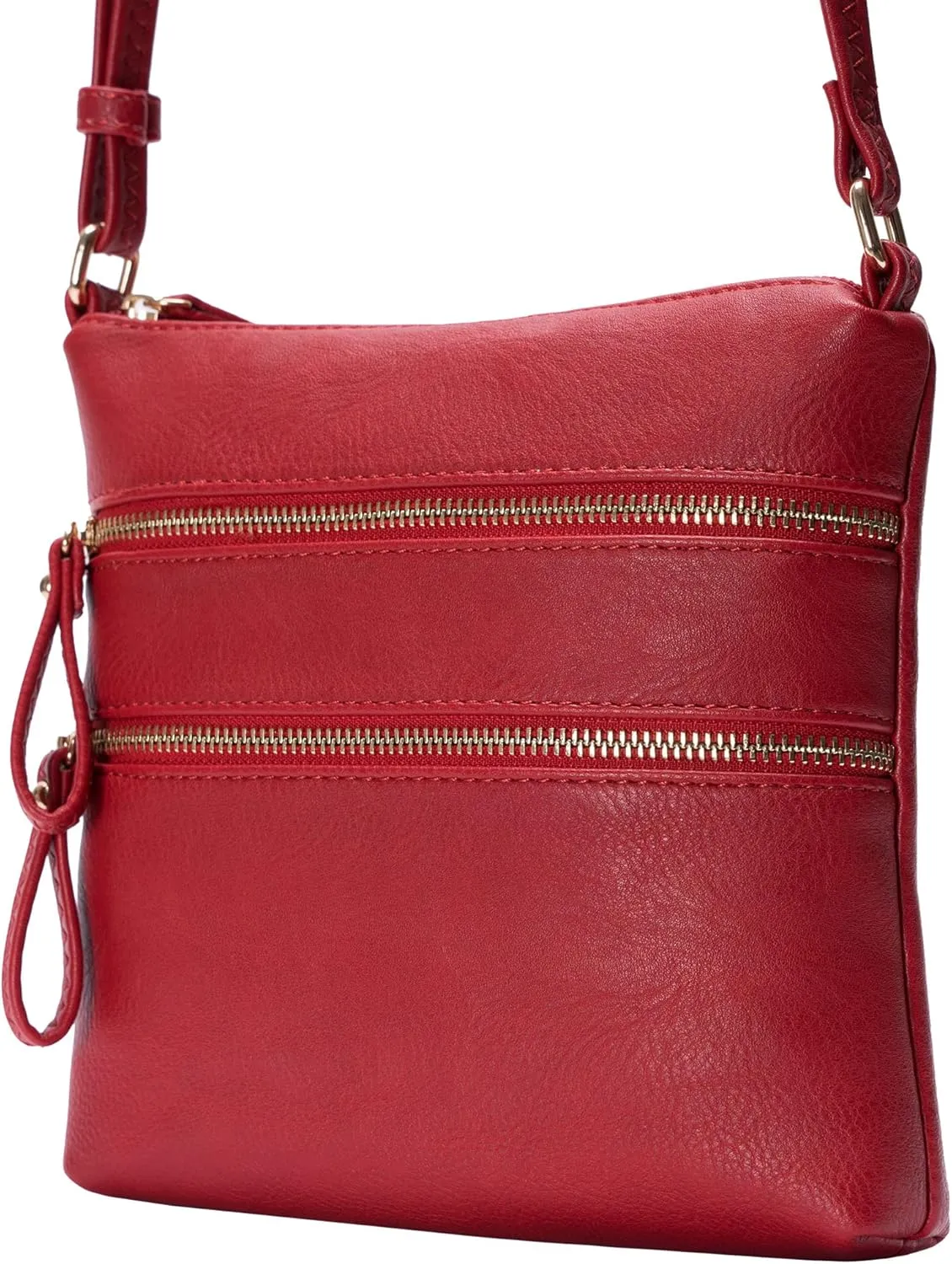 Solene Small Multi Zipper Pocket Crossbody Bag with Adjustable Strap, Lightweight Travel Purse, Daily Small Messenger Pouch