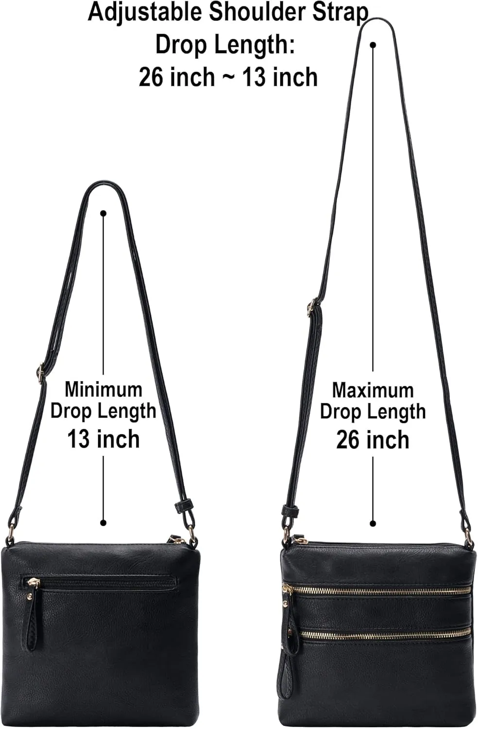 Solene Small Multi Zipper Pocket Crossbody Bag with Adjustable Strap, Lightweight Travel Purse, Daily Small Messenger Pouch