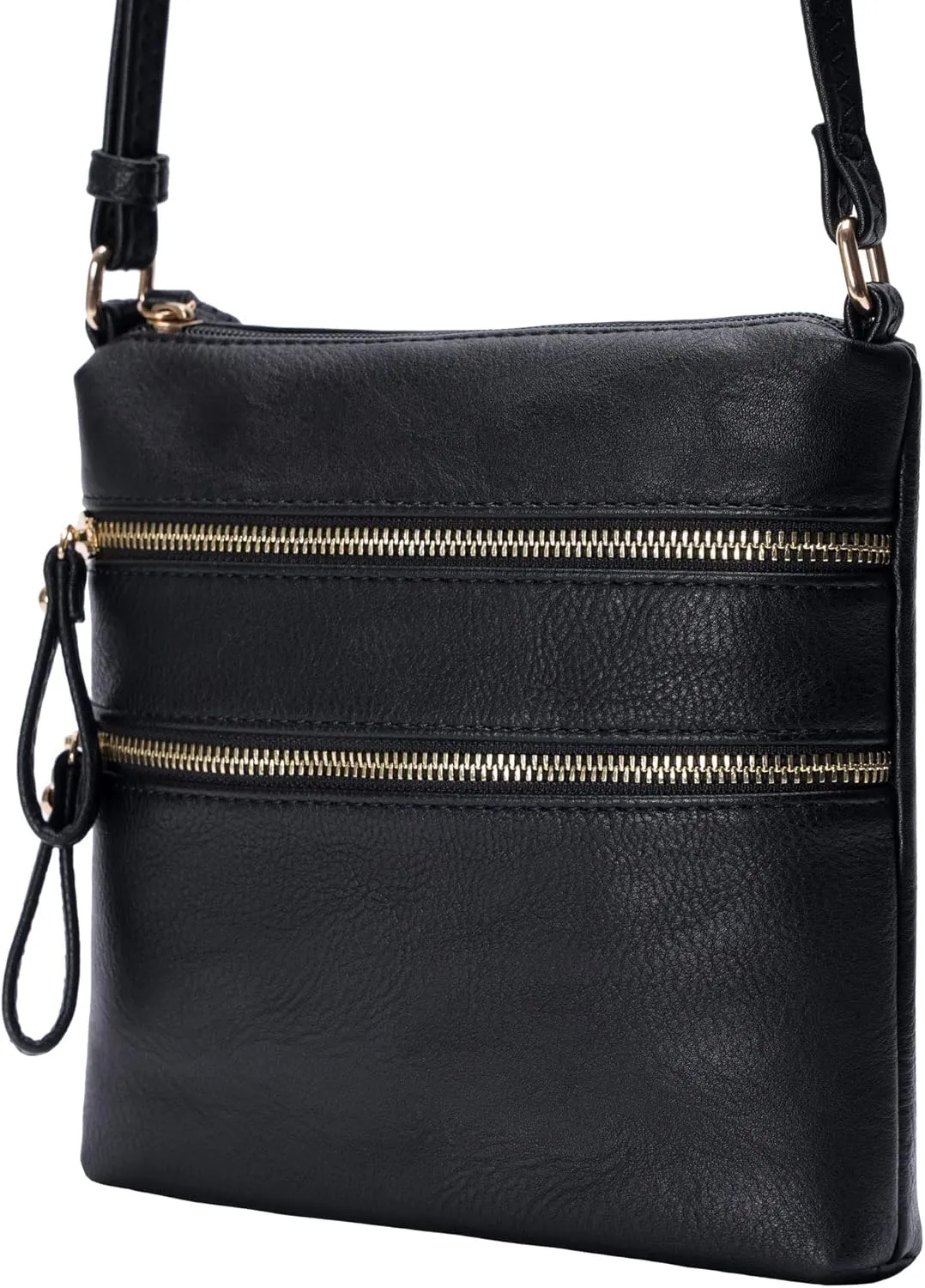 Solene Small Multi Zipper Pocket Crossbody Bag with Adjustable Strap, Lightweight Travel Purse, Daily Small Messenger Pouch