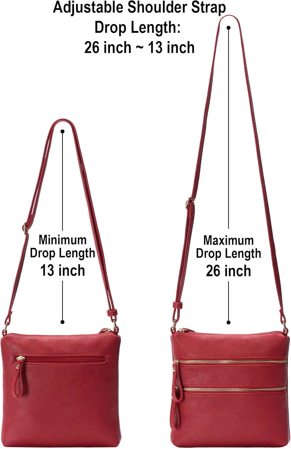 Solene Small Multi Zipper Pocket Crossbody Bag with Adjustable Strap, Lightweight Travel Purse, Daily Small Messenger Pouch