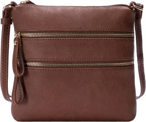 Solene Small Multi Zipper Pocket Crossbody Bag with Adjustable Strap, Lightweight Travel Purse, Daily Small Messenger Pouch