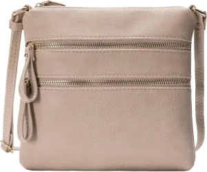 Solene Small Multi Zipper Pocket Crossbody Bag with Adjustable Strap, Lightweight Travel Purse, Daily Small Messenger Pouch