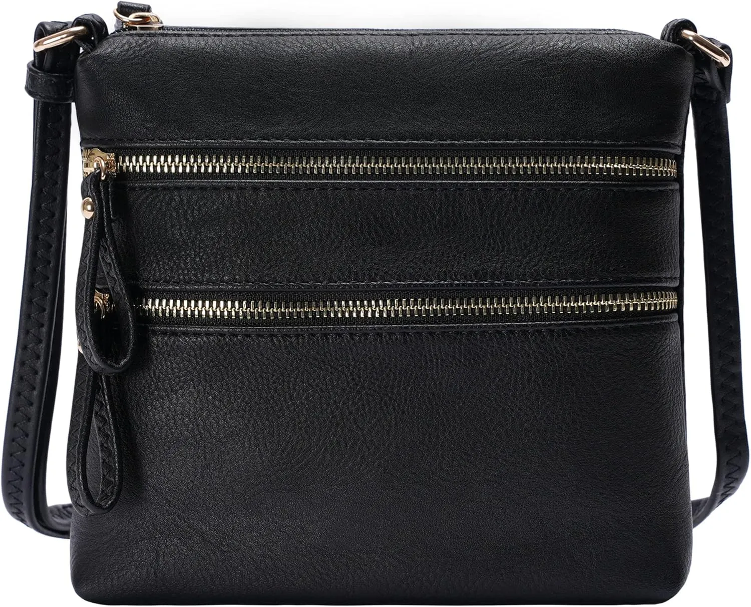 Solene Small Multi Zipper Pocket Crossbody Bag with Adjustable Strap, Lightweight Travel Purse, Daily Small Messenger Pouch