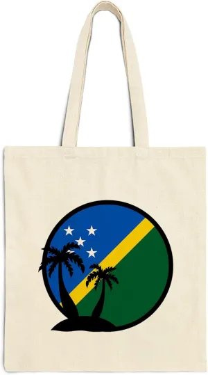 Solomon Islands Flag Cotton Tote Bag for Women Men Casual Tote Bag Cloth Canvas Shopping Bags with Handles Cute Bags Everyday Use 15" x 16" Aesthetic Gift ID44997
