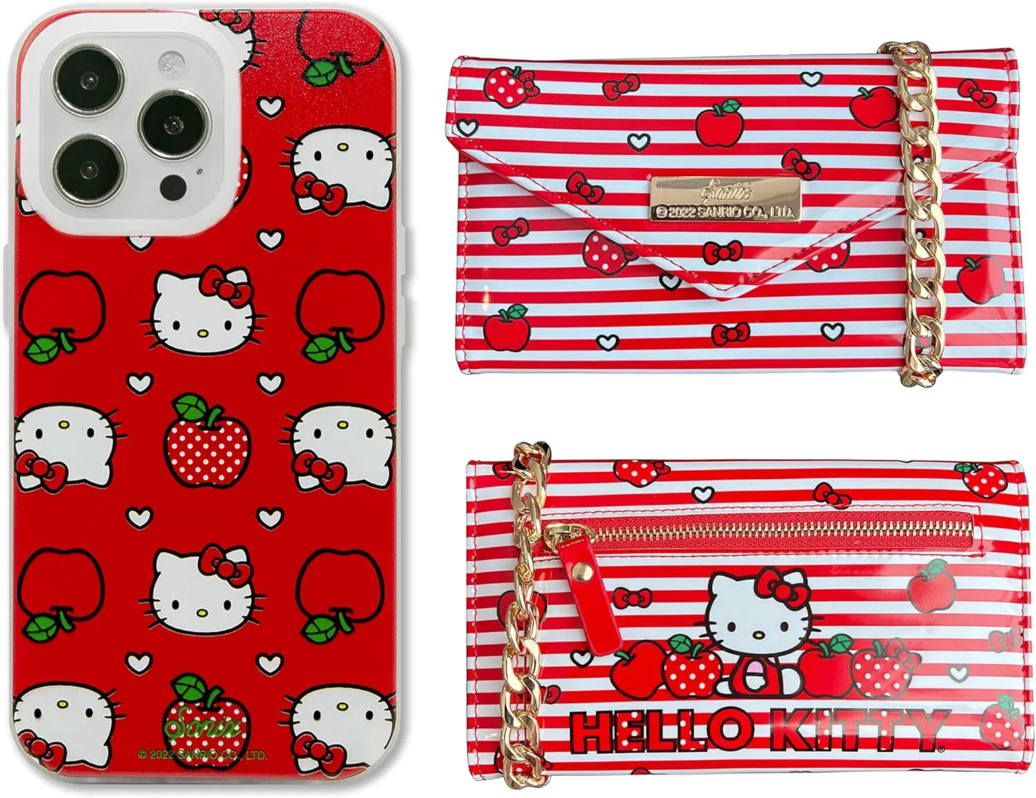Sonix x Sanrio Wallet Case for iPhone 14 Pro | Compatible with MagSafe | 10ft Drop Tested | Glossy Patent Wallet Crossbody | Hello Kitty Apples