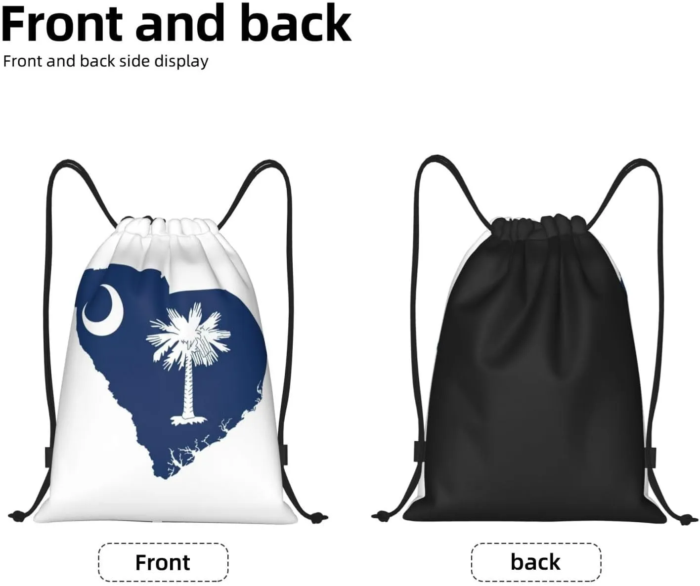 South Carolina Flag Map print Drawstring Backpack Bags Sack Cinch Tote Sport Storage Polyester Bag for Gym Traveling
