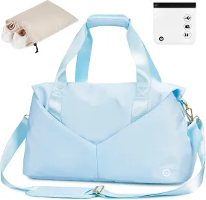 Spirit Airlines Personal Item Duffel Bag - 18x14x8 Weekender Overnight Carry-on for Women (Light Blue) with TSA Approved Quart Size & Shoes Bag