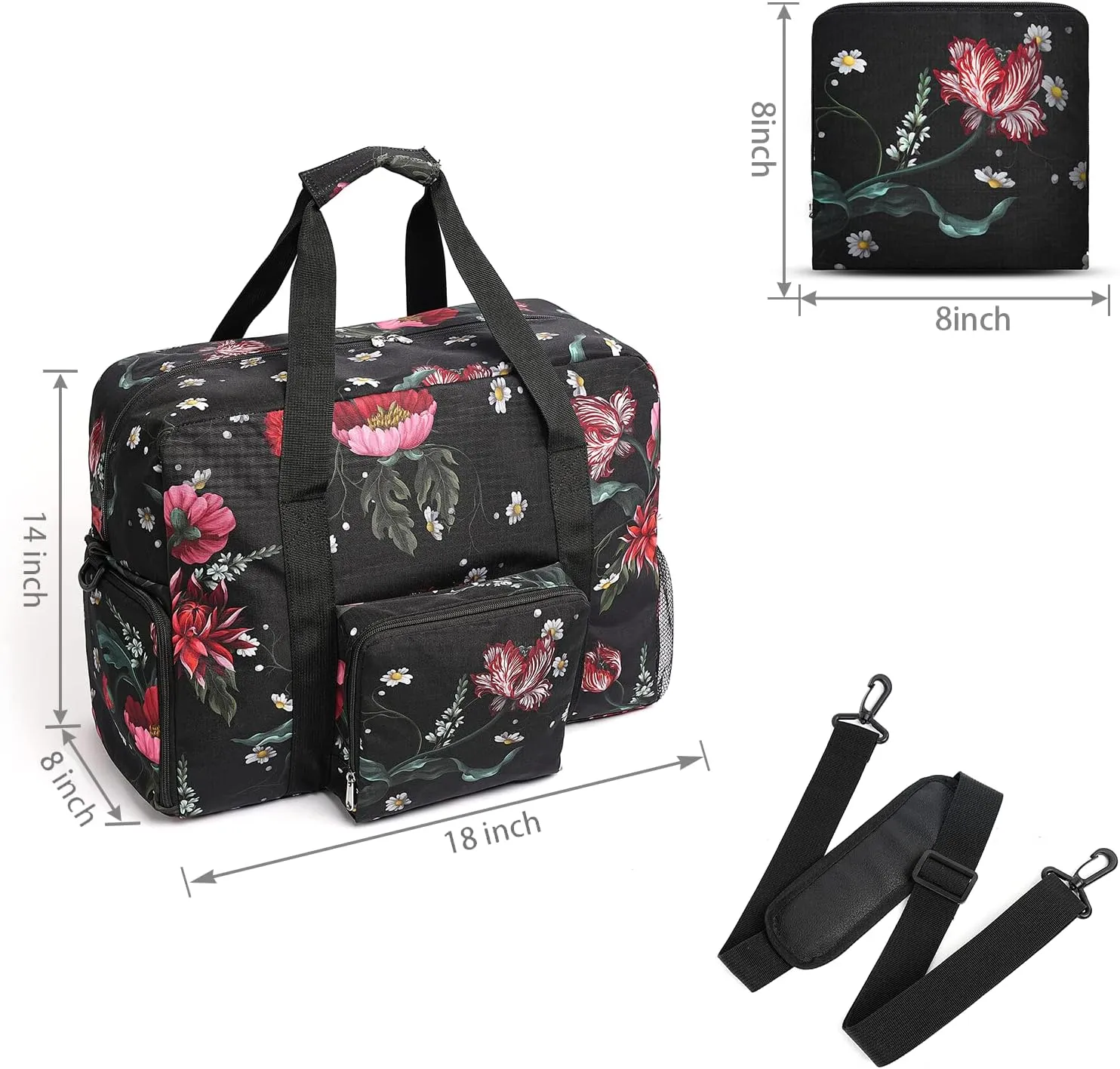 Spirit Airlines Personal Item Weekender Overnight Travel Bag - Foldable Duffle for Women with Shoe Compartment, Underseat Carry On Luggage, Swim/Sports/Gym Bag