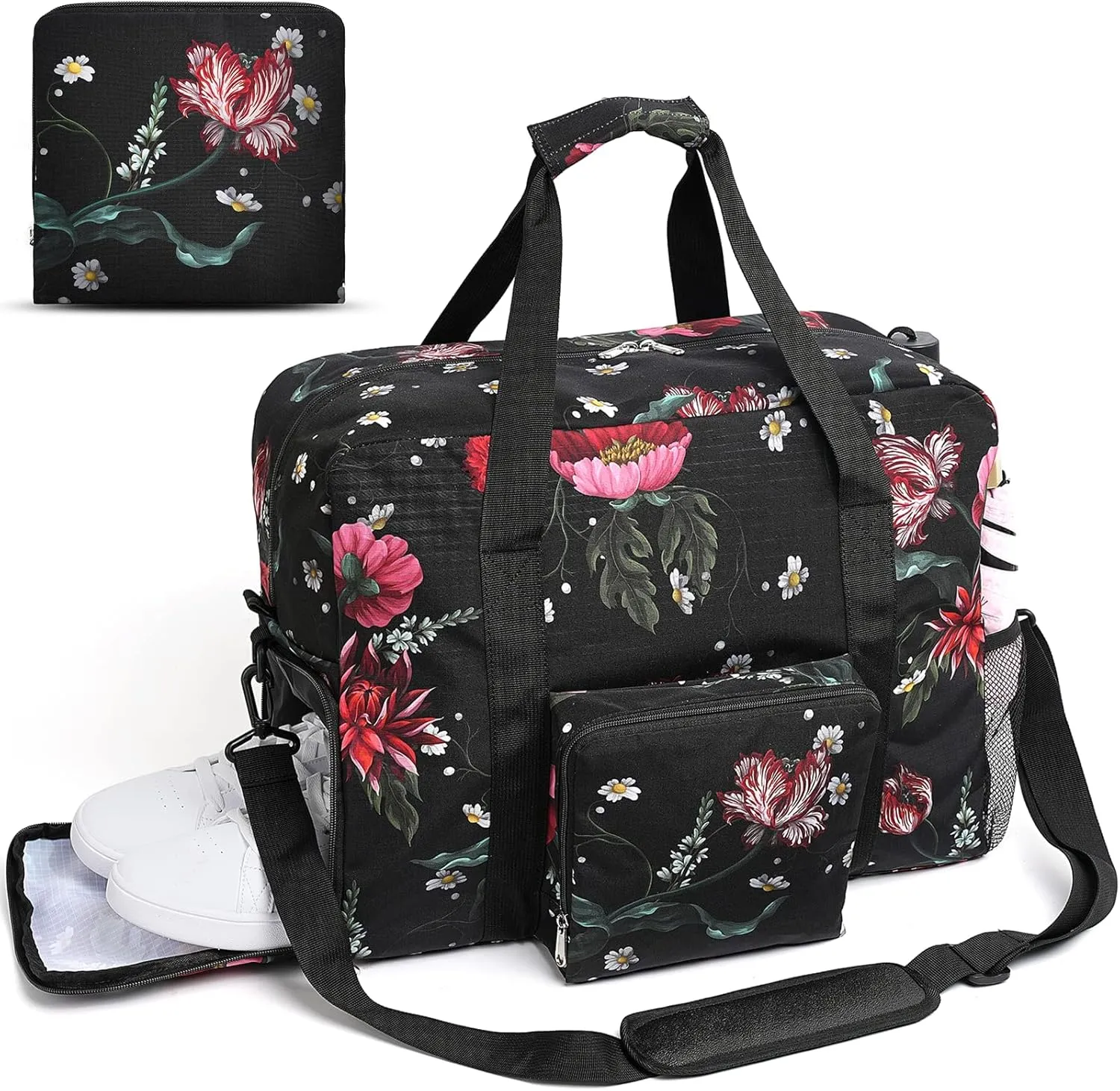 Spirit Airlines Personal Item Weekender Overnight Travel Bag - Foldable Duffle for Women with Shoe Compartment, Underseat Carry On Luggage, Swim/Sports/Gym Bag