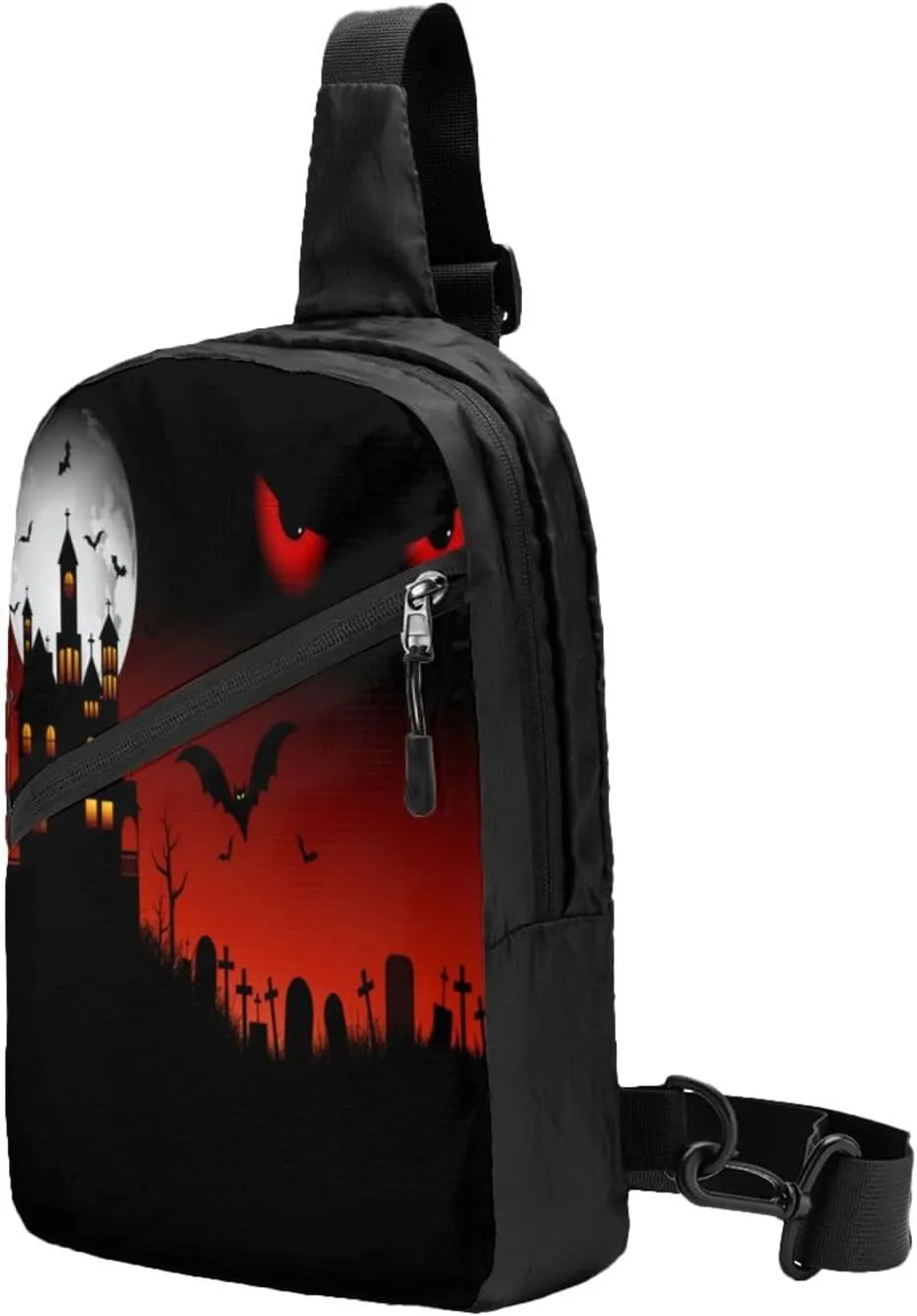 Spooky Halloween Eyes Sling Bag for Men Women, Small Crossbody Sling Backpack Shoulder Chest Bag, Anti Theft Travel Hiking Sports