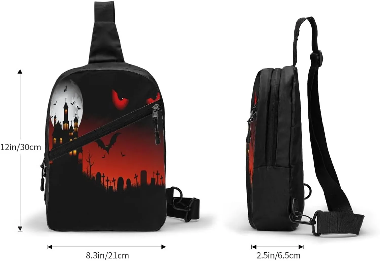 Spooky Halloween Eyes Sling Bag for Men Women, Small Crossbody Sling Backpack Shoulder Chest Bag, Anti Theft Travel Hiking Sports