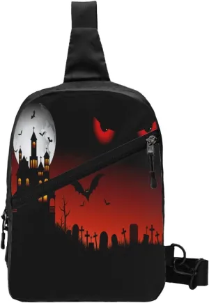 Spooky Halloween Eyes Sling Bag for Men Women, Small Crossbody Sling Backpack Shoulder Chest Bag, Anti Theft Travel Hiking Sports