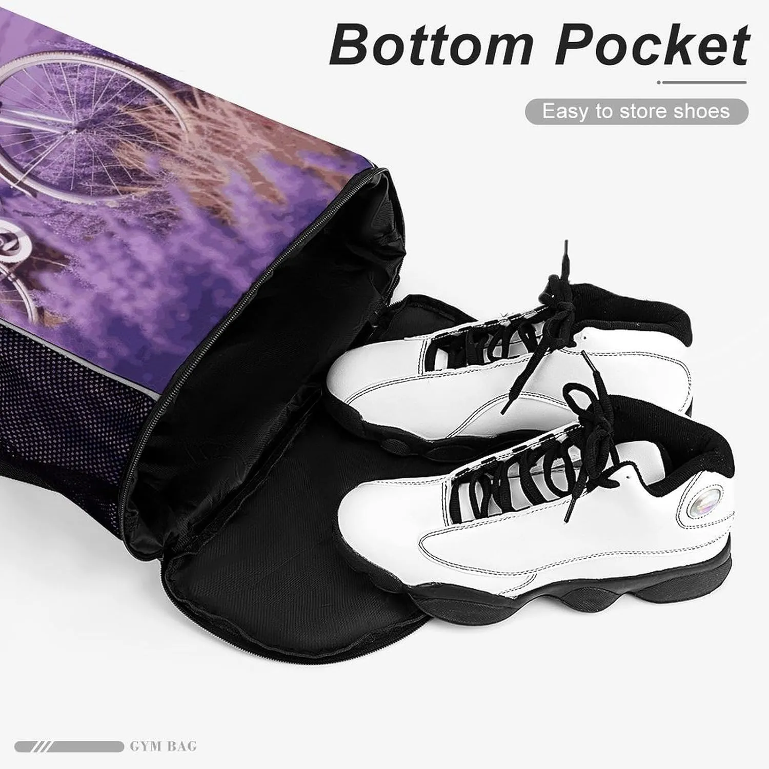 Sport Drawstring Backpack Beach Bag Lavender Field Bike Drawstring Bag Suitable for Fitness And Swimming