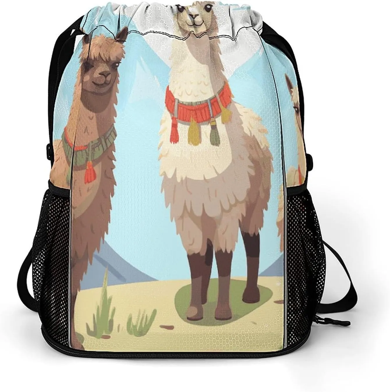 Sport Drawstring Backpack Beach Bag Llama And Alpaca Drawstring Bag Suitable for Fitness And Swimming