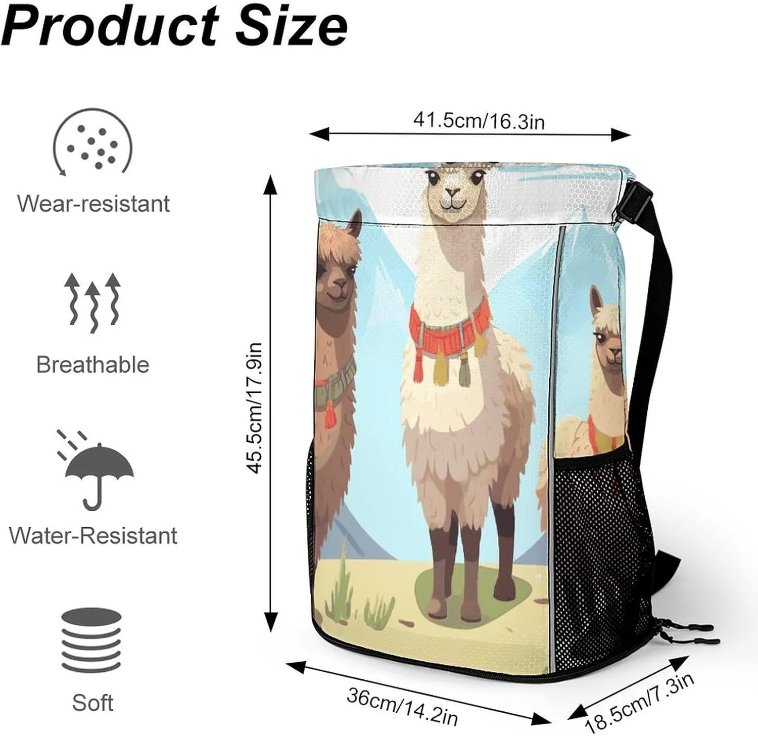 Sport Drawstring Backpack Beach Bag Llama And Alpaca Drawstring Bag Suitable for Fitness And Swimming
