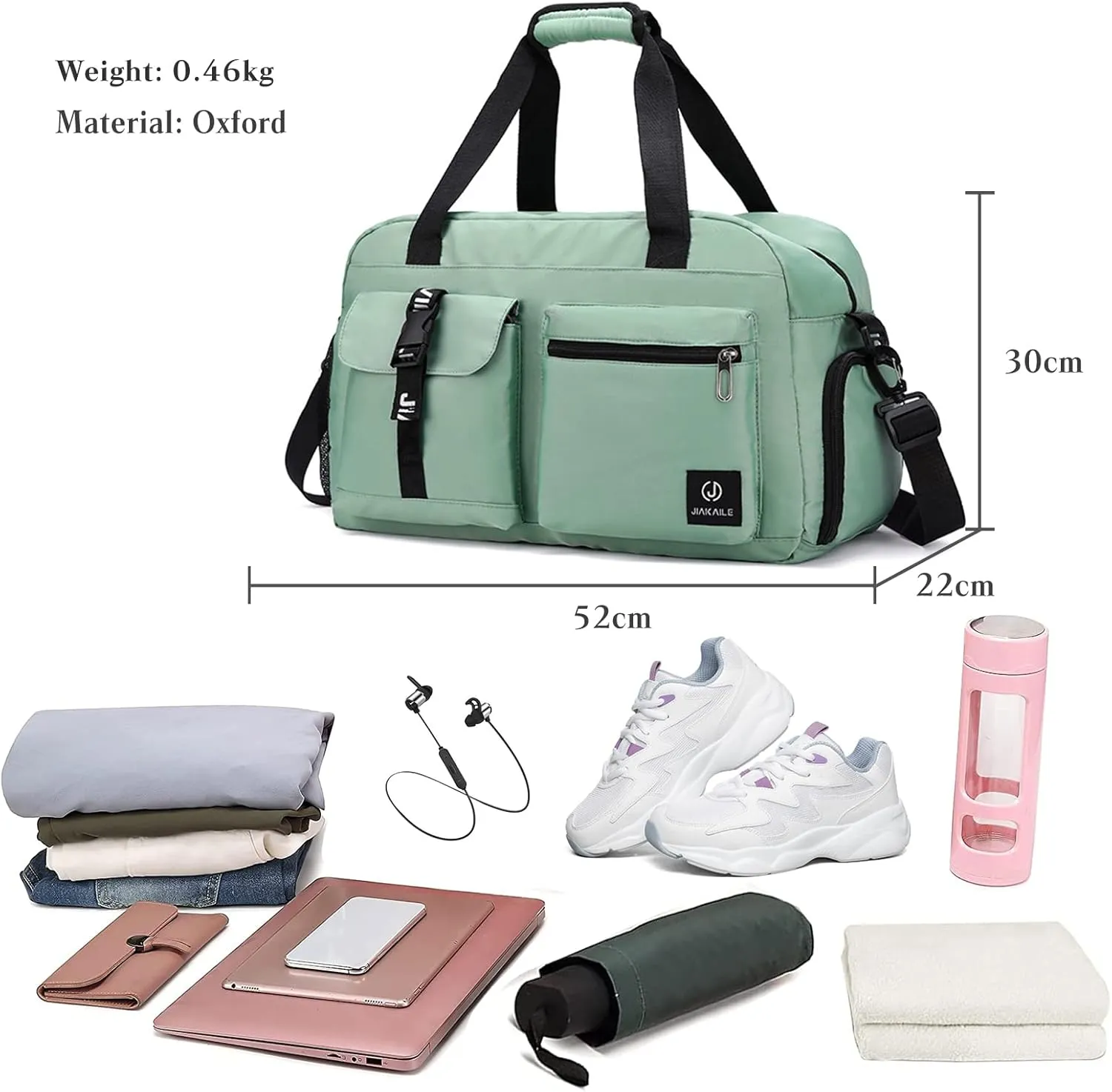 Sport Duffel Bag Travel Duffel Bag for Women/Men Large Gym Tote Bag Ultra-Light Weekend Shoulder Bag Overnight Bag Hospital Bag Carry On Luggage with Shoes Compartment and Wet Pocket Green