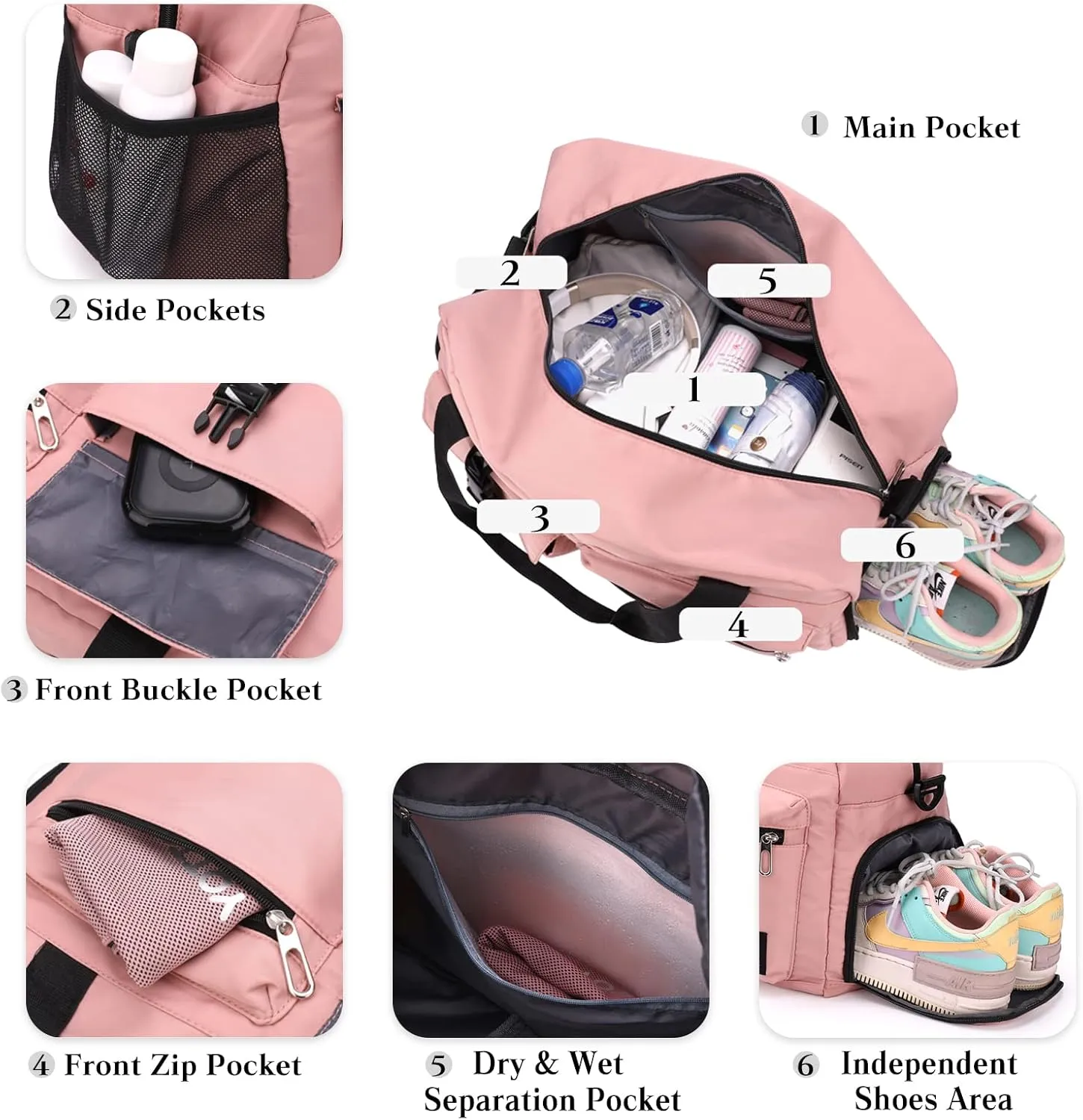 Sport Duffel Bag Travel Duffel Bag for Women/Men Large Gym Tote Bag Ultra-Light Weekend Shoulder Bag Overnight Bag Hospital Bag Carry On Luggage with Shoes Compartment and Wet Pocket Grey