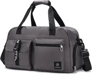 Sport Duffel Bag Travel Duffel Bag for Women/Men Large Gym Tote Bag Ultra-Light Weekend Shoulder Bag Overnight Bag Hospital Bag Carry On Luggage with Shoes Compartment and Wet Pocket Grey
