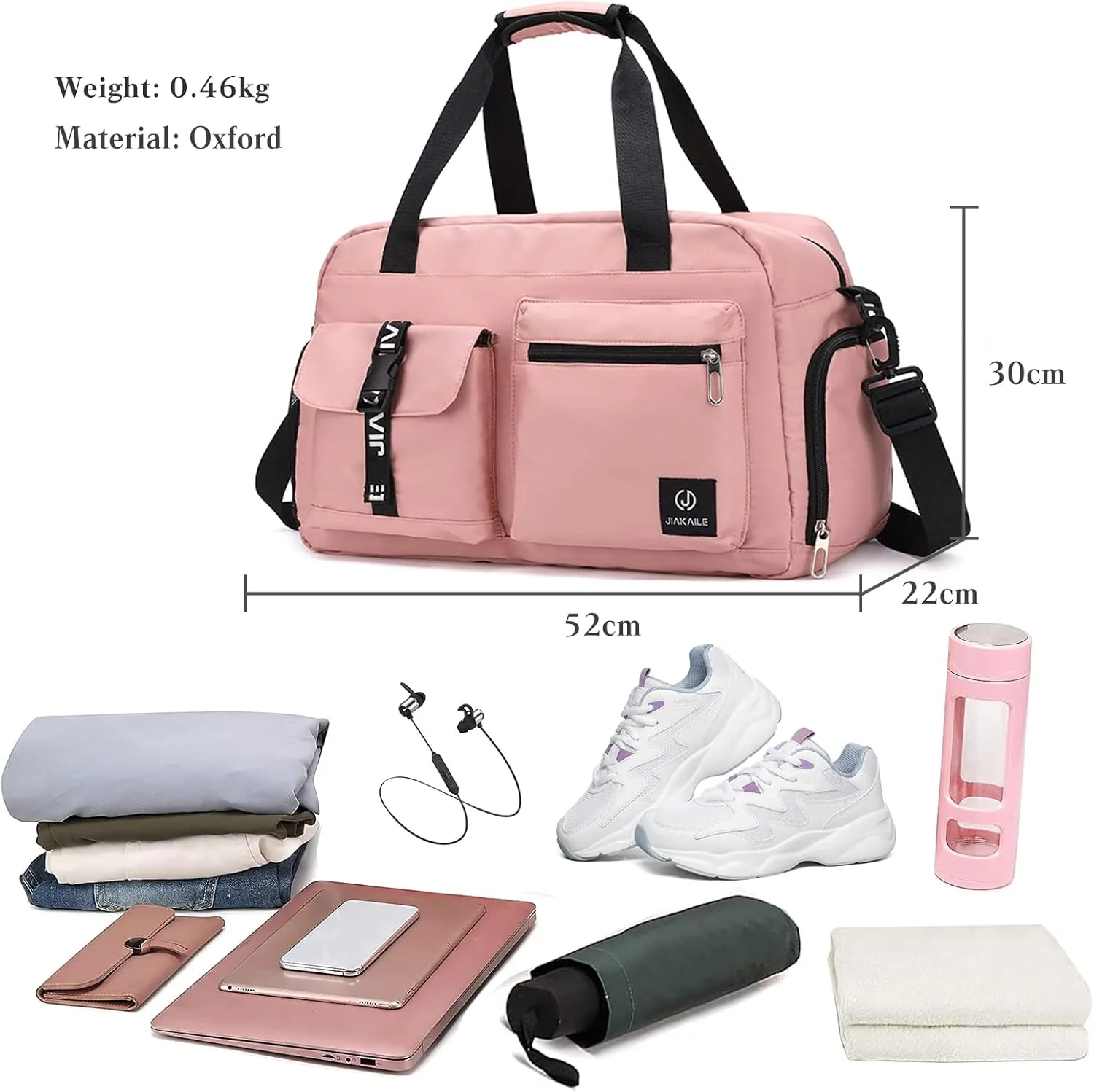 Sport Duffel Bag Travel Duffel Bag for Women/Men Large Gym Tote Bag Ultra-Light Weekend Shoulder Bag Overnight Bag Hospital Bag Carry On Luggage with Shoes Compartment and Wet Pocket Pink