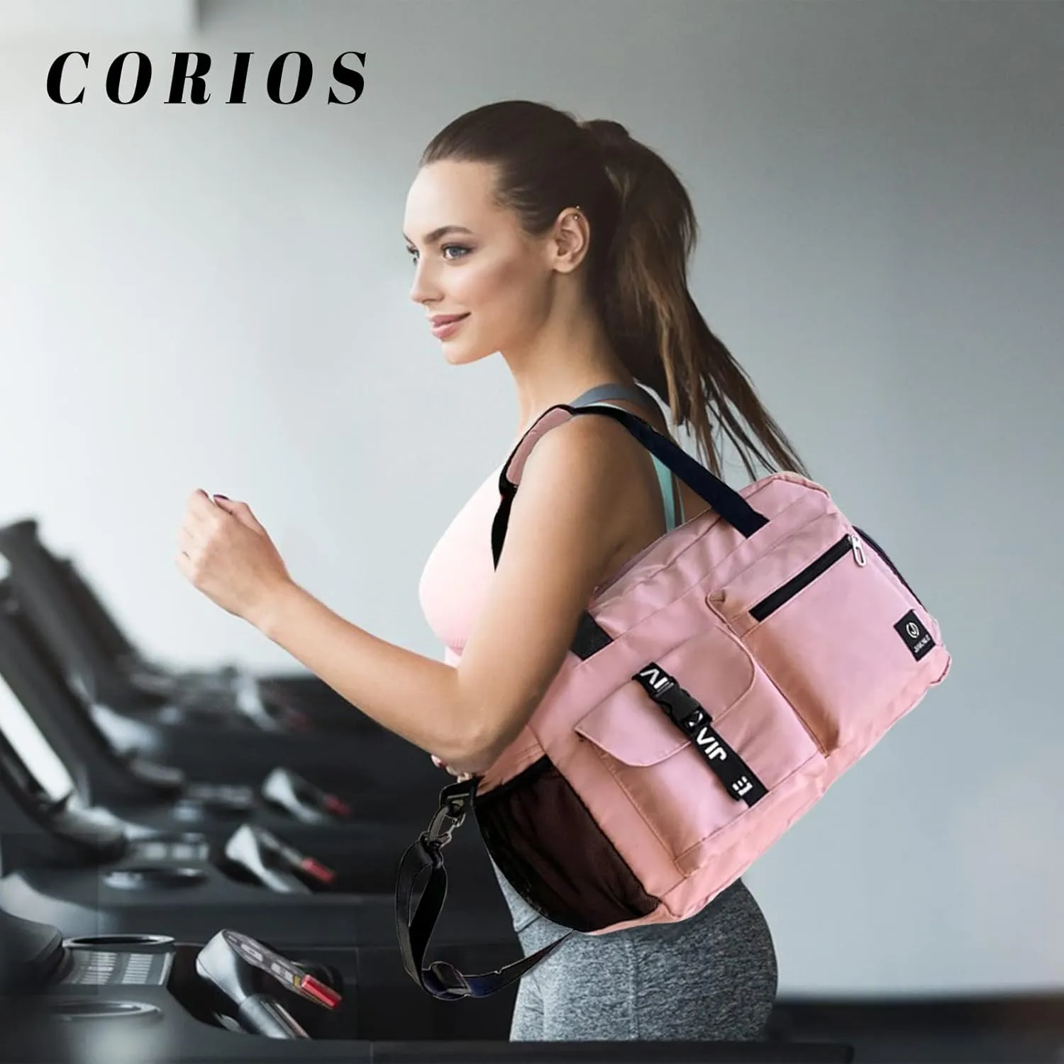 Sport Duffel Bag Travel Duffel Bag for Women/Men Large Gym Tote Bag Ultra-Light Weekend Shoulder Bag Overnight Bag Hospital Bag Carry On Luggage with Shoes Compartment and Wet Pocket Pink