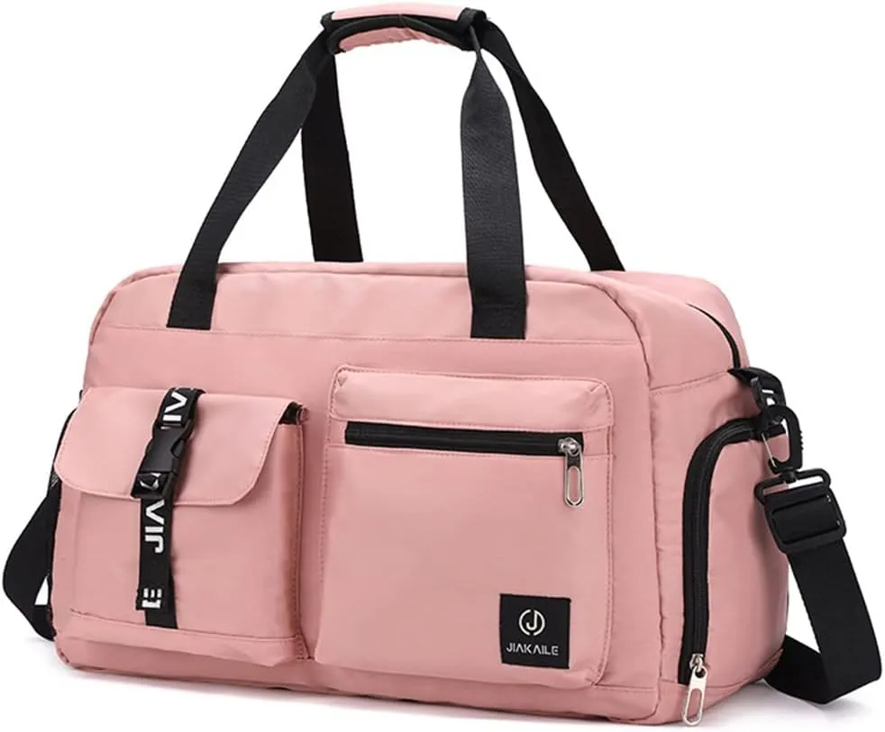 Sport Duffel Bag Travel Duffel Bag for Women/Men Large Gym Tote Bag Ultra-Light Weekend Shoulder Bag Overnight Bag Hospital Bag Carry On Luggage with Shoes Compartment and Wet Pocket Pink