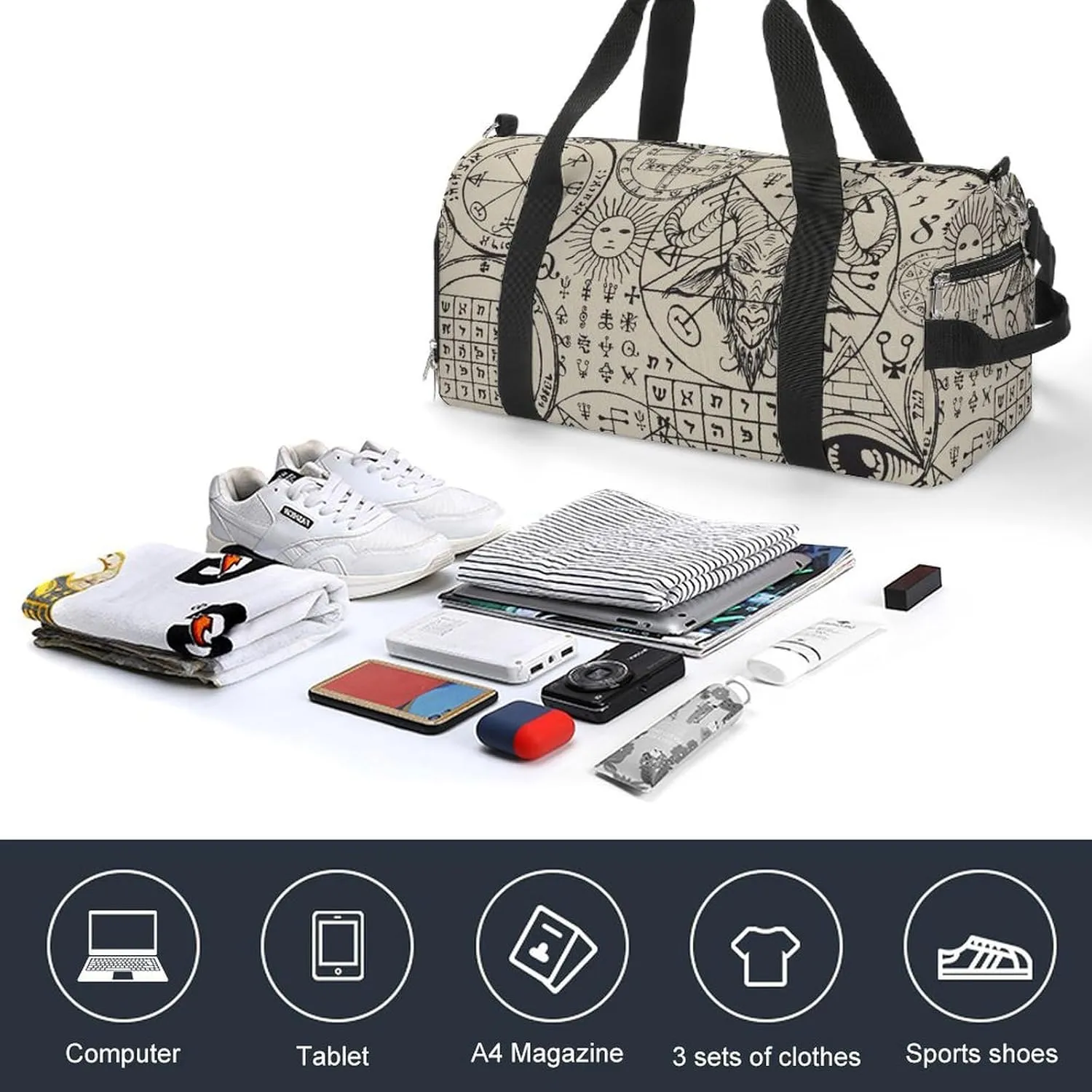 Sport Gym Duffel with Shoe Compartment Wet Pocket, Accult-theme Shoulder Travel Bag for Women Men, style-3