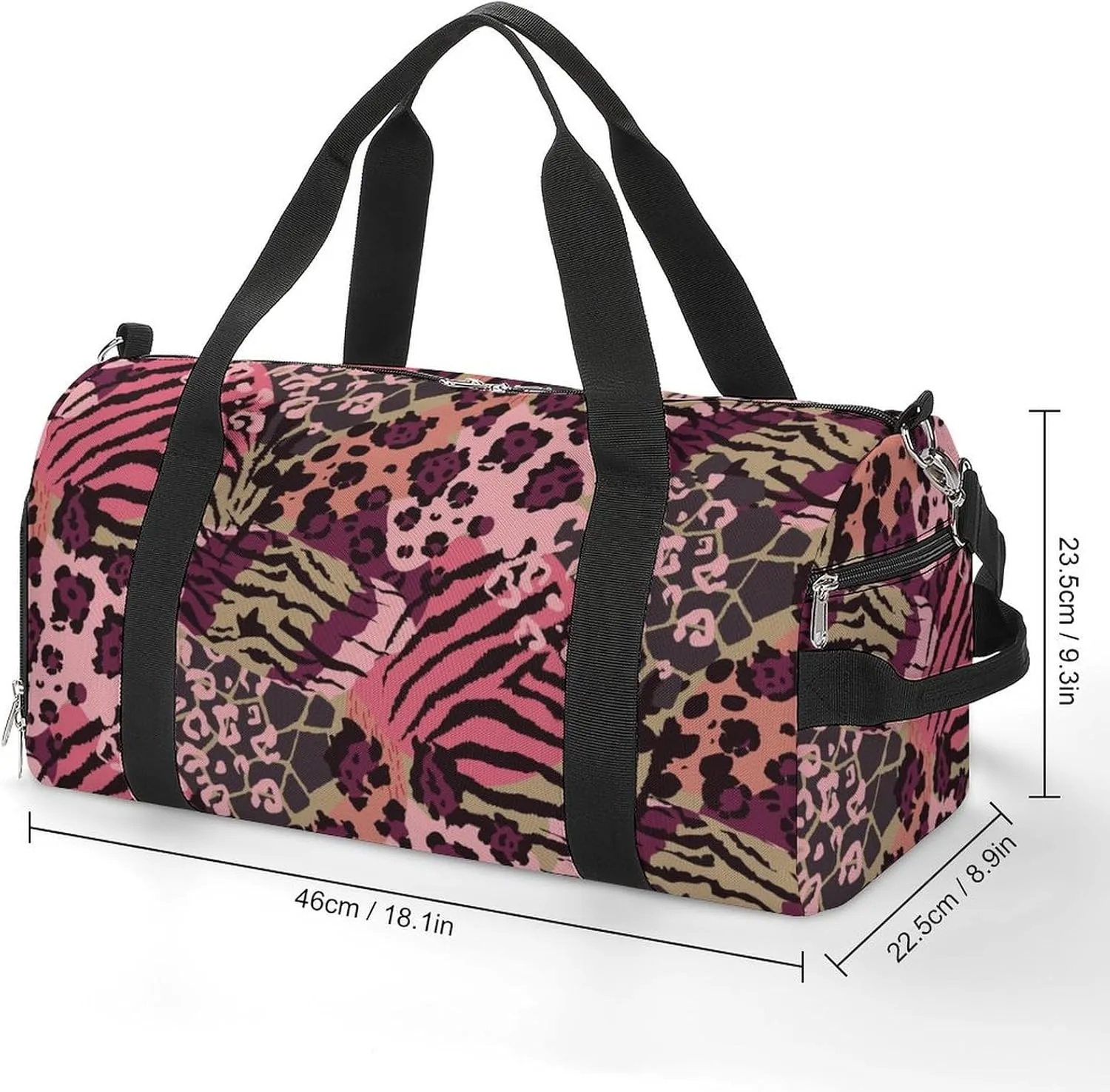 Sport Gym Duffel with Shoe Compartment Wet Pocket, Animal-skin-motifs Shoulder Travel Bag for Women Men, style-2