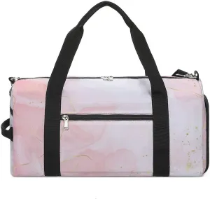 Sport Gym Duffel with Shoe Compartment Wet Pocket, Blush-watercolor-golden Shoulder Travel Bag for Women Men