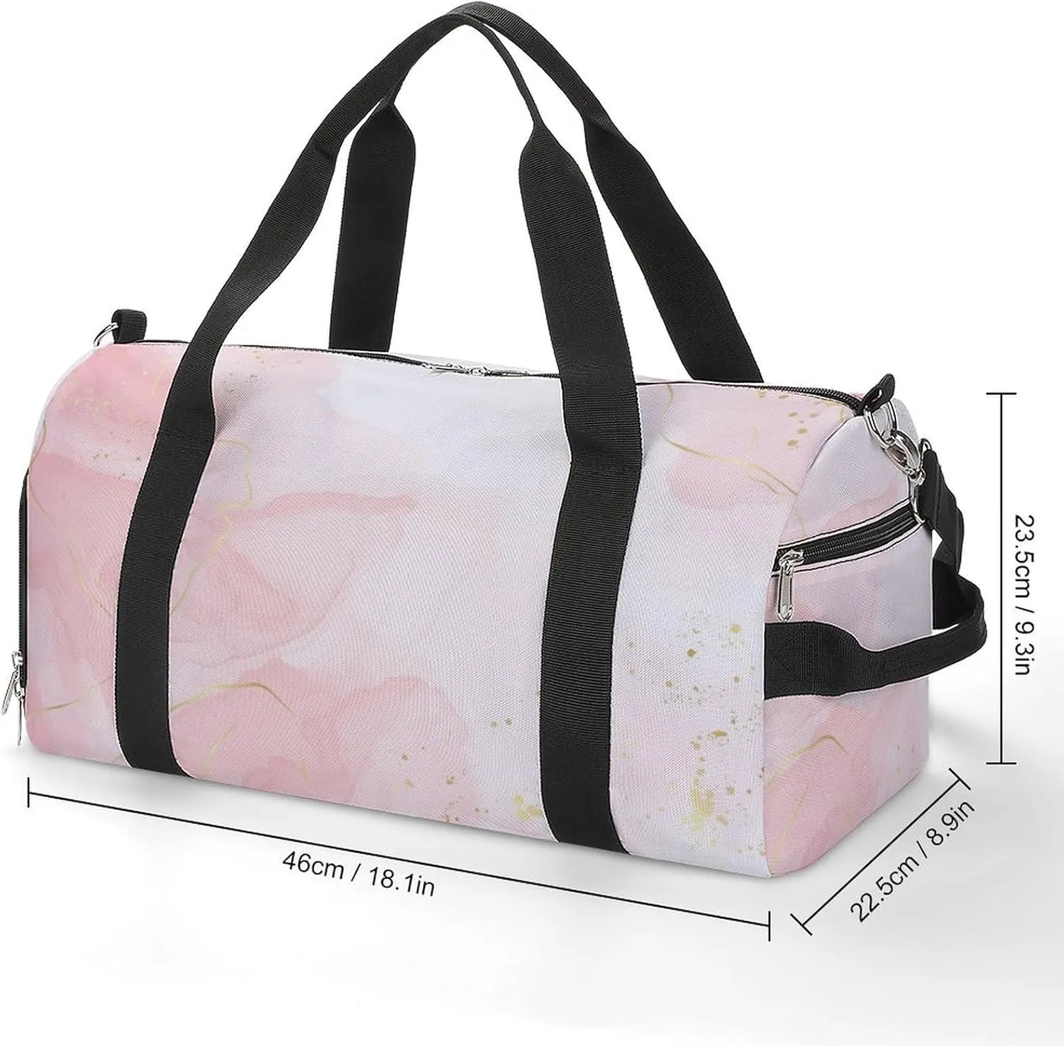 Sport Gym Duffel with Shoe Compartment Wet Pocket, Blush-watercolor-golden Shoulder Travel Bag for Women Men