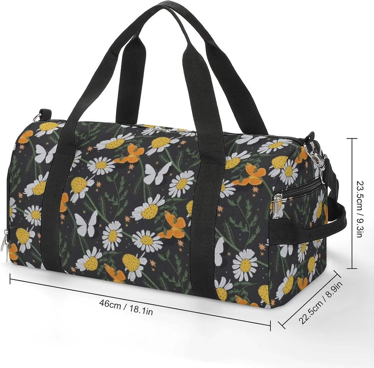 Sport Gym Duffel with Shoe Compartment Wet Pocket, Botanical-pattern Shoulder Travel Bag for Women Men, style-4