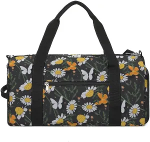 Sport Gym Duffel with Shoe Compartment Wet Pocket, Botanical-pattern Shoulder Travel Bag for Women Men, style-4