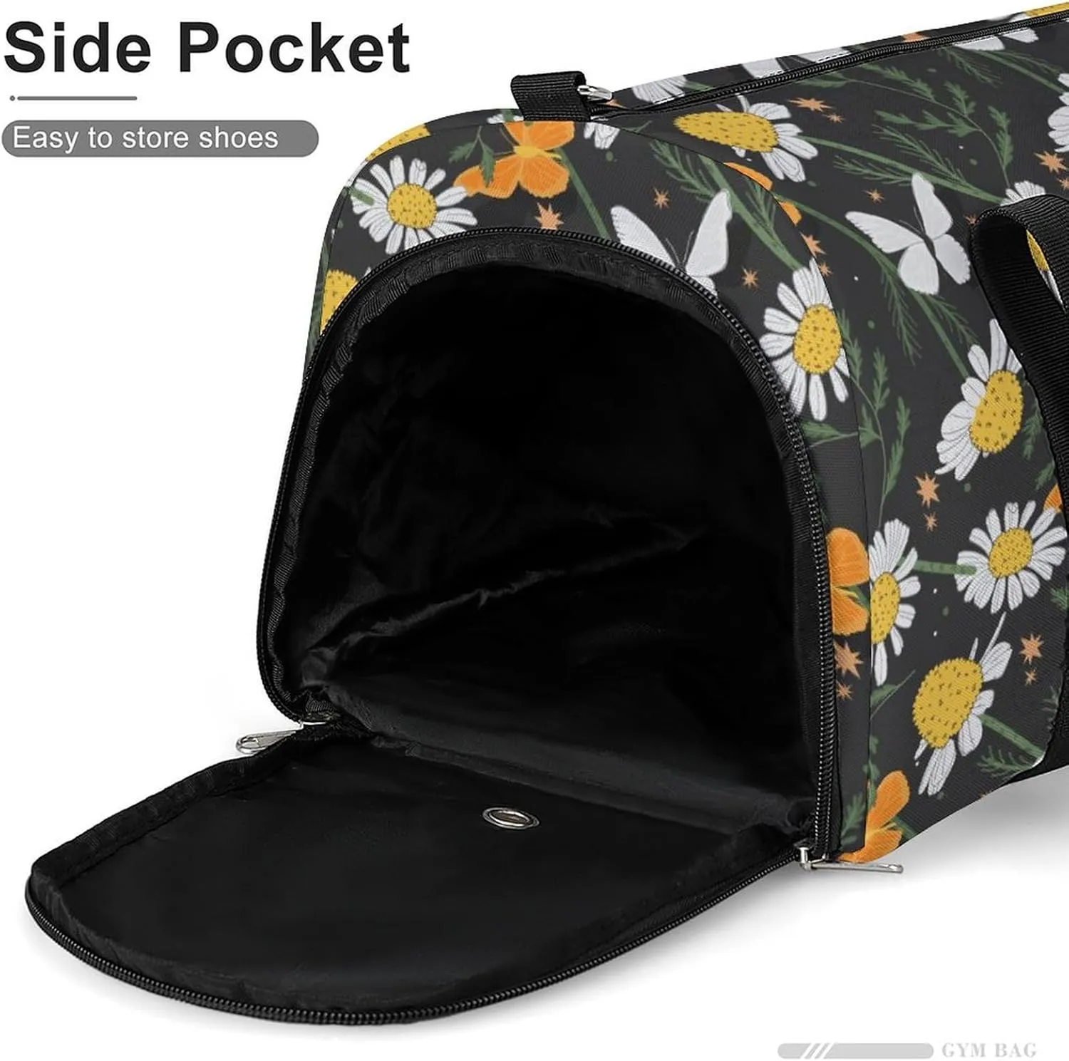 Sport Gym Duffel with Shoe Compartment Wet Pocket, Botanical-pattern Shoulder Travel Bag for Women Men, style-4